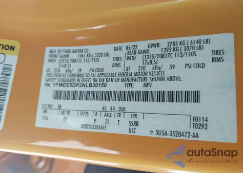 2022 Ford Bronco Wildtrak z USA, uszkodzony, nr VIN 1FMEE5DP2NLB30150